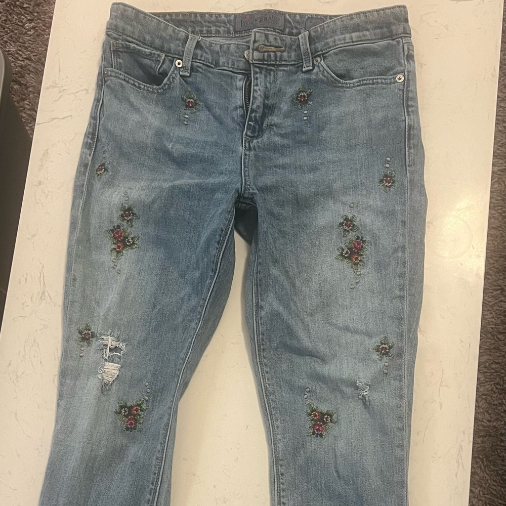 Lucky Brand Light Blue Embroidered Skinny Jeans